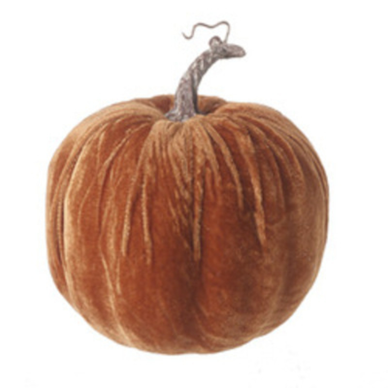 Large Dark Orange Velvet Pumpkin By Heaven Sends